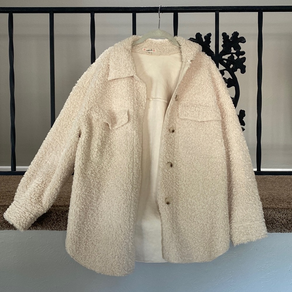 Swiss Lodge Teddy Sherpa Cream Shacket